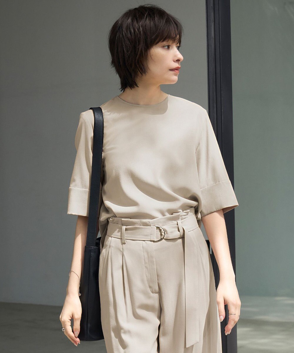 ICB L 【接触冷感・UVカット・洗える】 T/Rドライリネン Tブラウス 