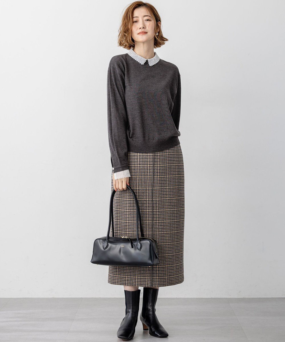 23区 【CLASSY.掲載/洗える】エンブロイダリー ジオメトリックレースコンビ ニット 