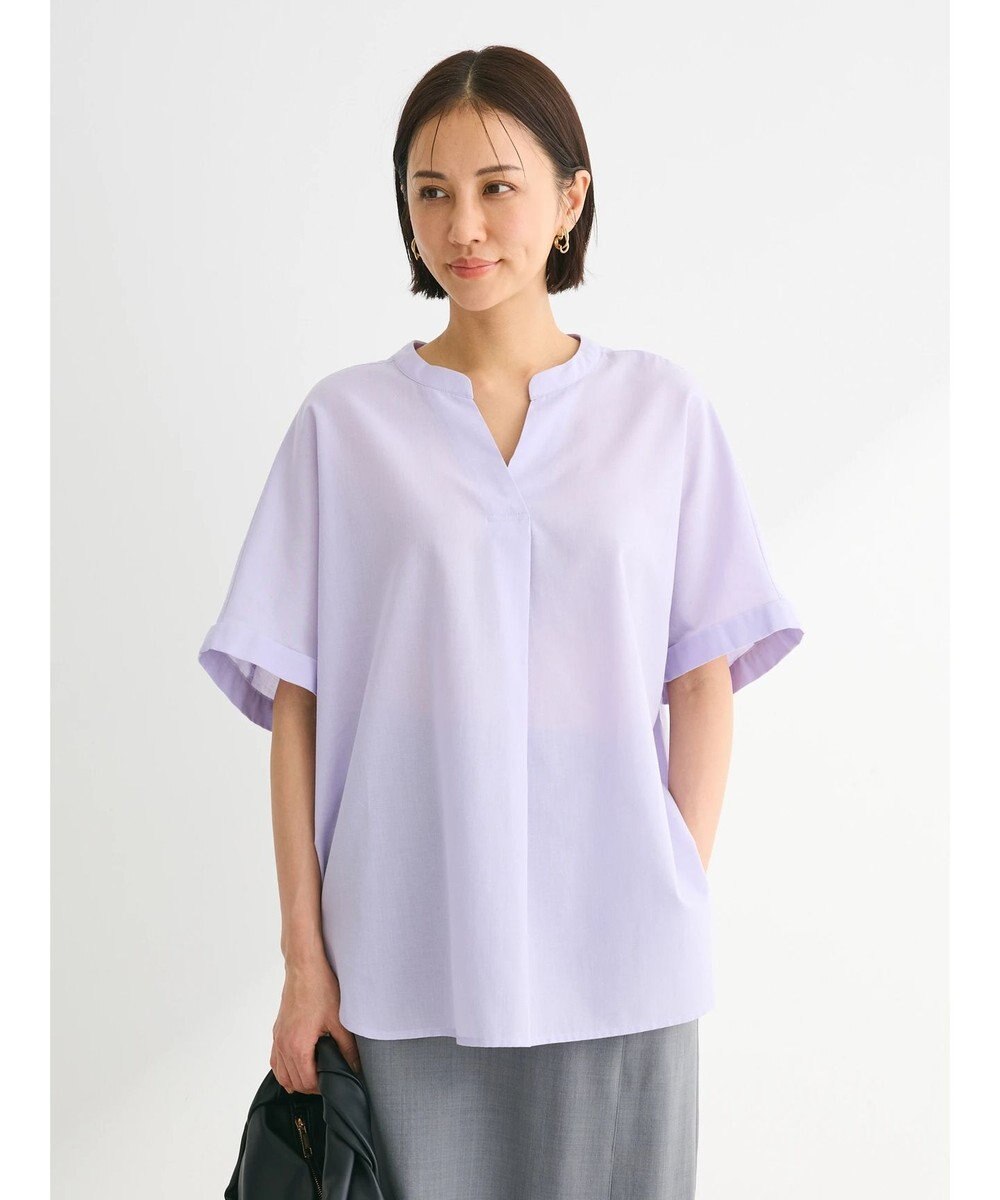 Green Parks 綿麻混フレンチスリーブスキッパーシャツ 