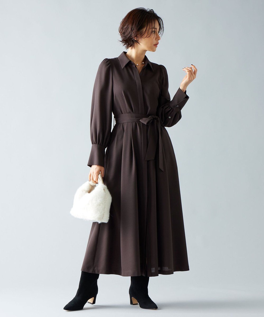 自由区 【洗える】ボリュームスリーブシャツ ドレス 