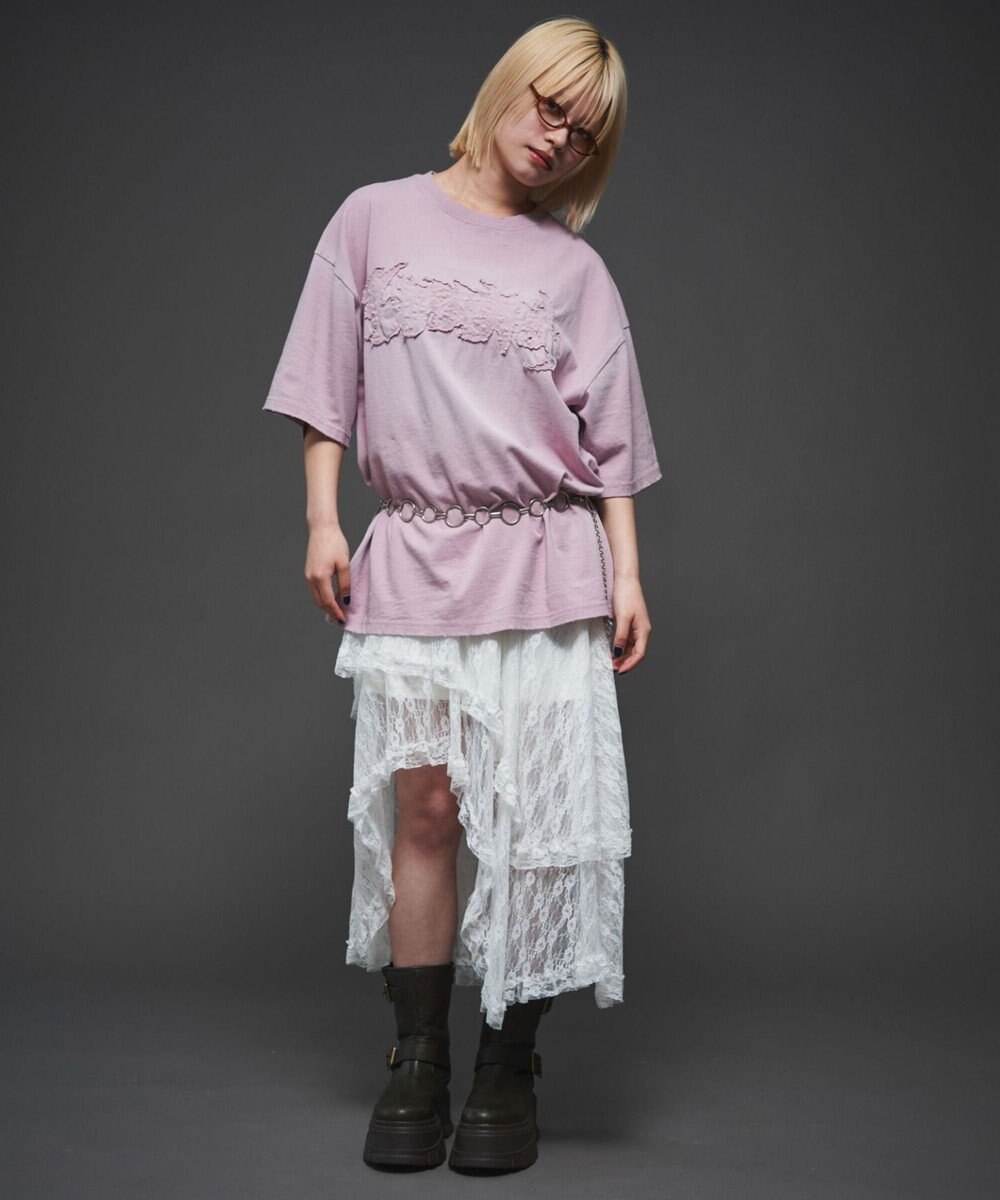 WEGO 【ユニセックス着用ITEM】ダメージアップリケグラフィックT（SS） 