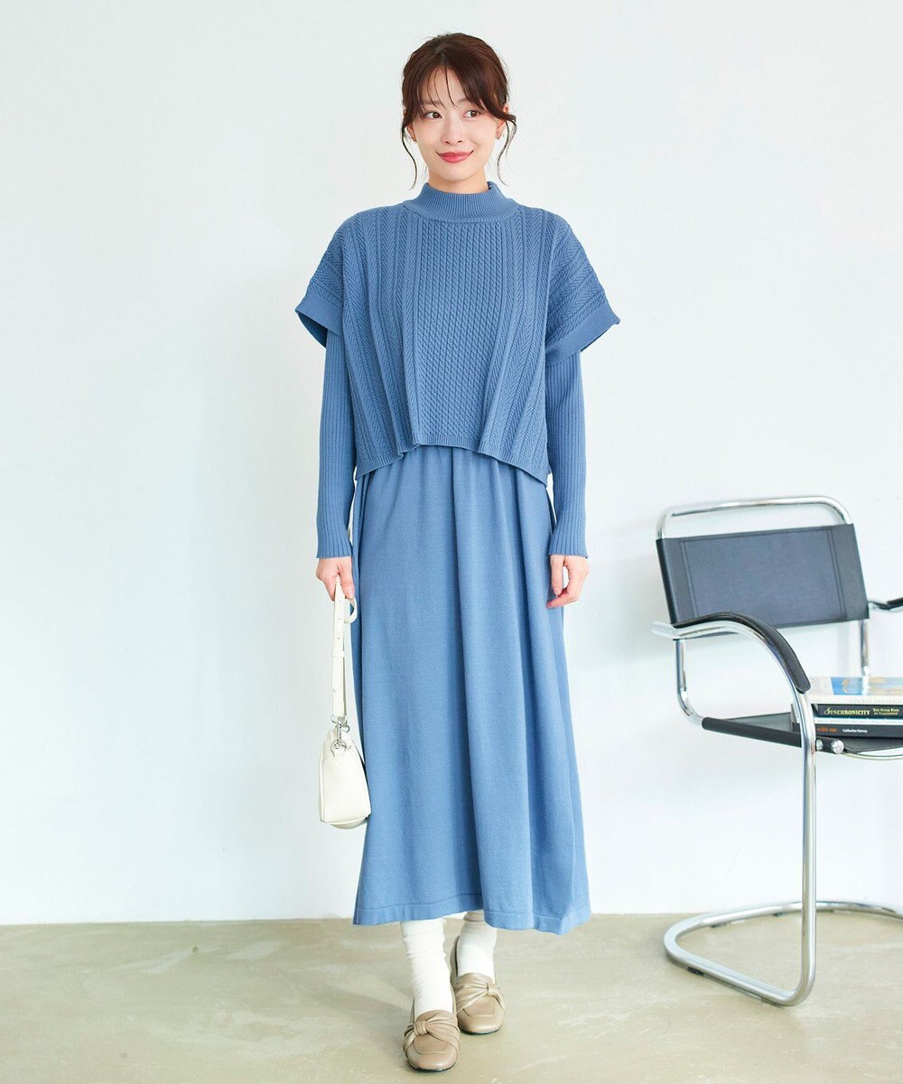 Tiaclasse 【2点セット・洗える】細ケーブルニットトップス＆ニットワンピース 