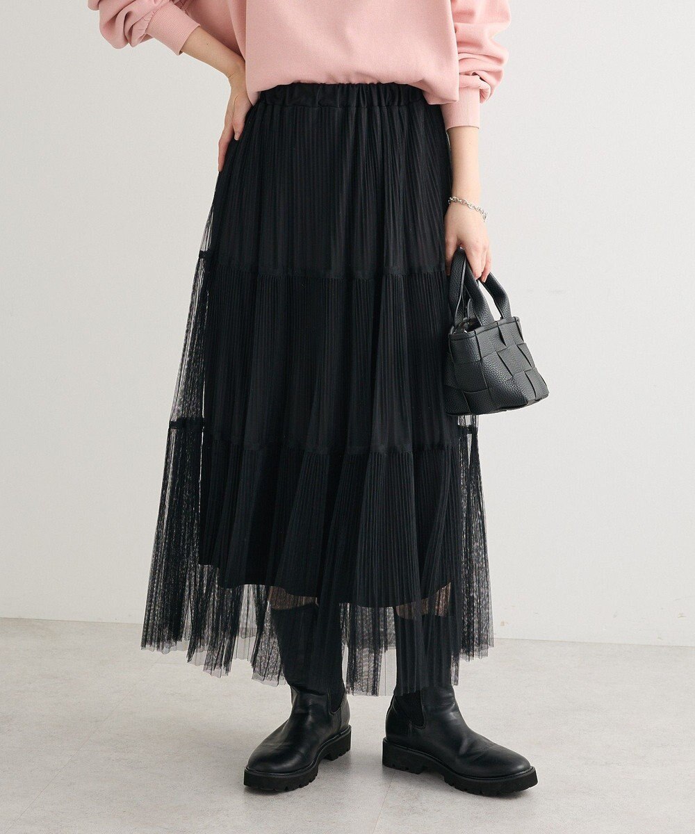 Green Parks チュールプリーツティアードスカート 