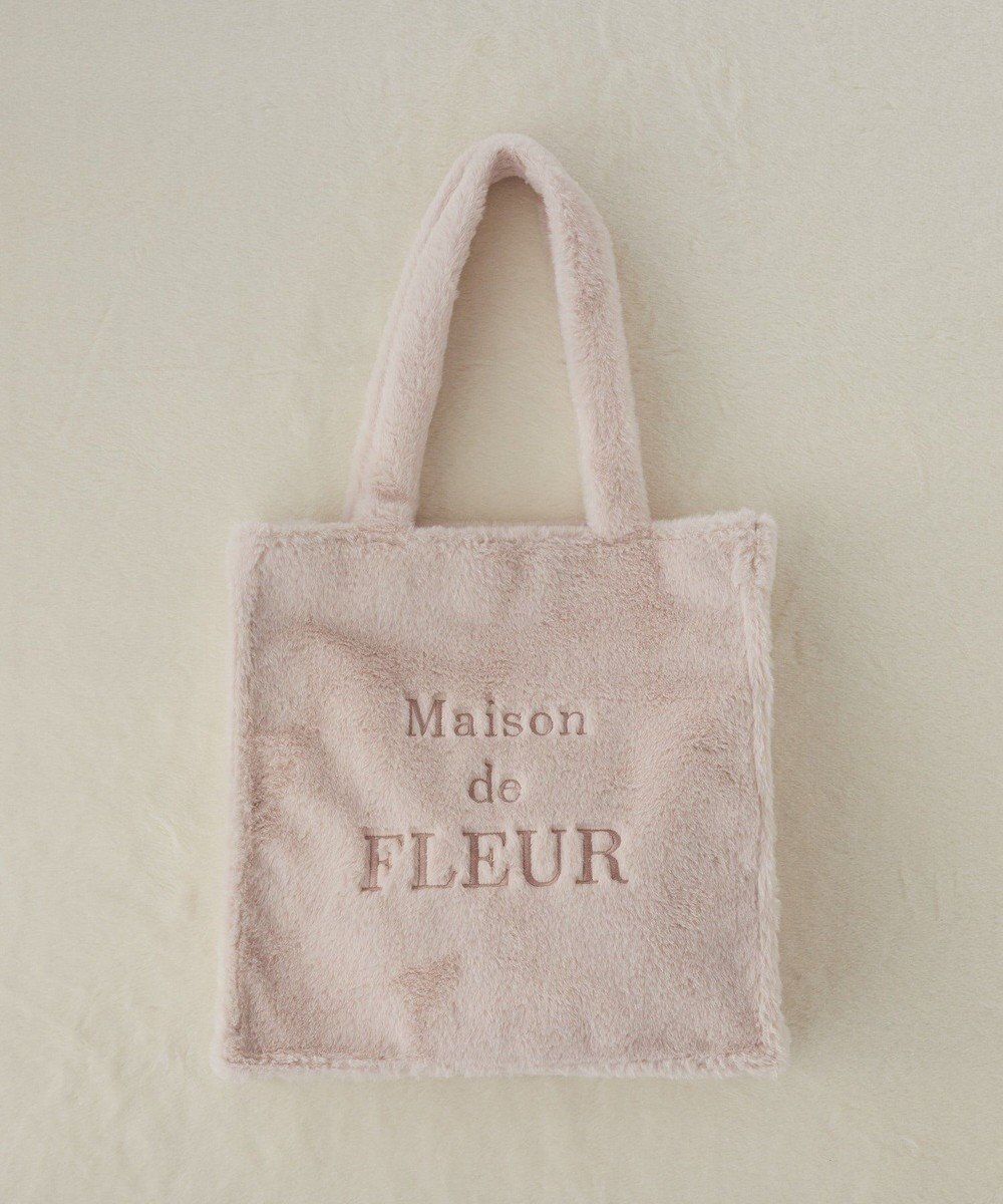 Maison de FLEUR ファーブランドロゴ刺繍スクエアトートバッグ 