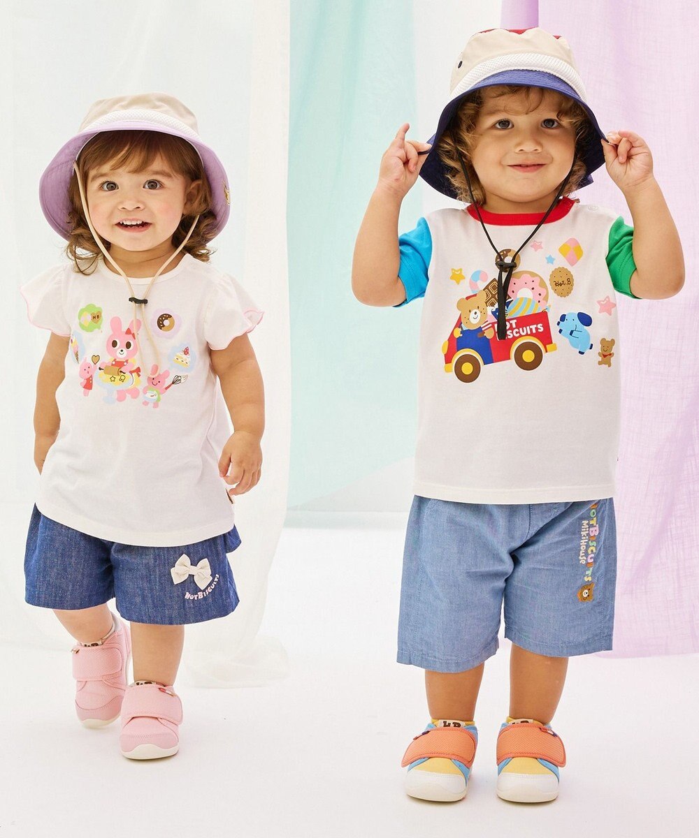 MIKI HOUSE HOT BISCUITS 【80-120cm】 パステルロゴ 6分丈パンツ 