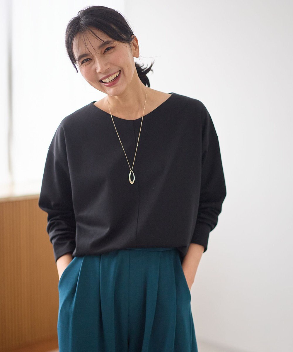 ANY 【洗濯機可】ジョーゼット裏起毛Vネックプルオーバー 