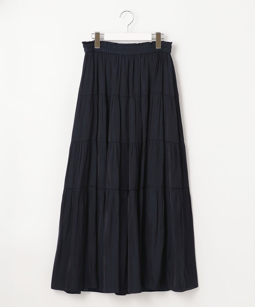 自由区 L 【洗える/着丈調節可】カラー ティアードスカート 