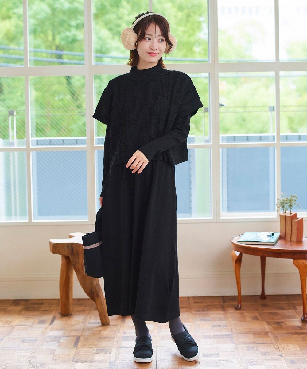 Tiaclasse 【2点セット・洗える】細ケーブルニットトップス＆ニットワンピース 