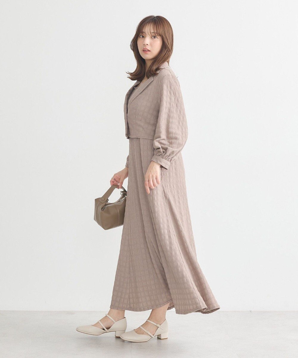 earth music&ecology ＳＥＴ２点ジャカードシャツ＋キャミドレ 