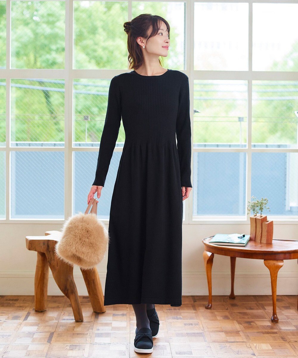 Tiaclasse 【2点セット・洗える】細ケーブルニットトップス＆ニットワンピース 