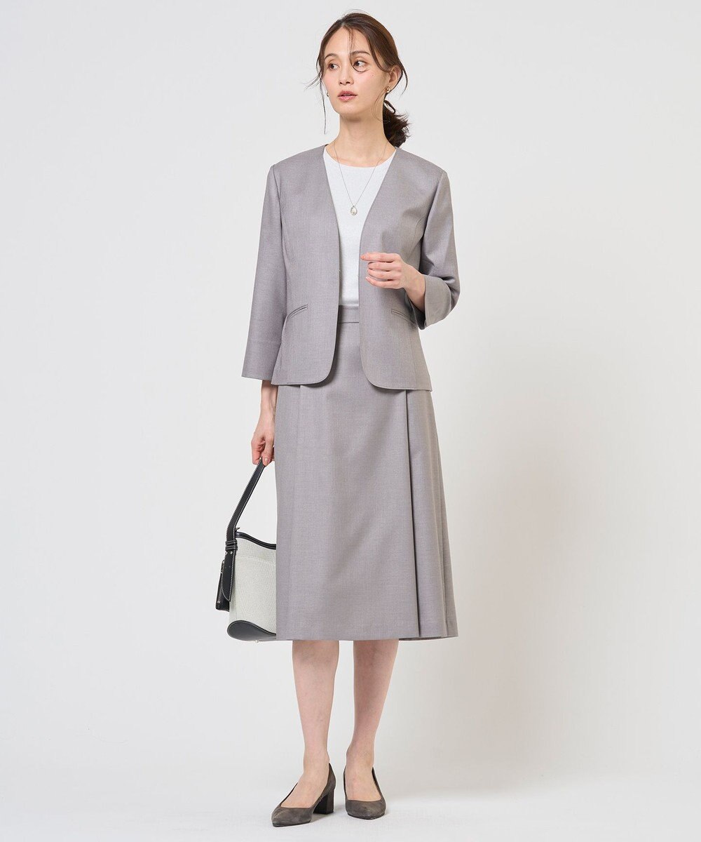 J.PRESS LADIES L OXIJEWEL ストレッチ ノーカラー ジャケット 