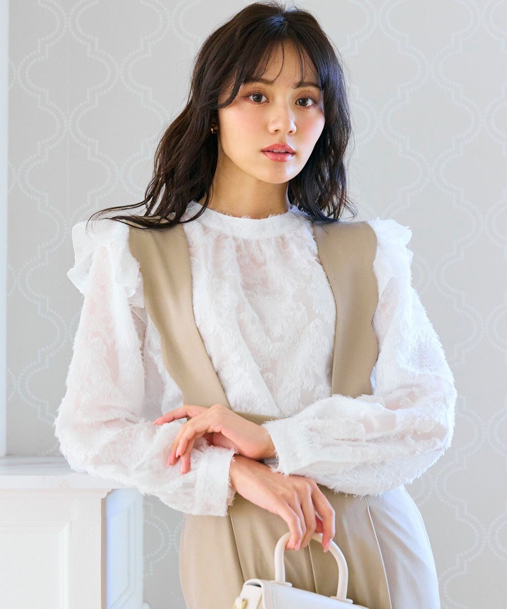 Feroux 【洗える】ジャガードブラウス 