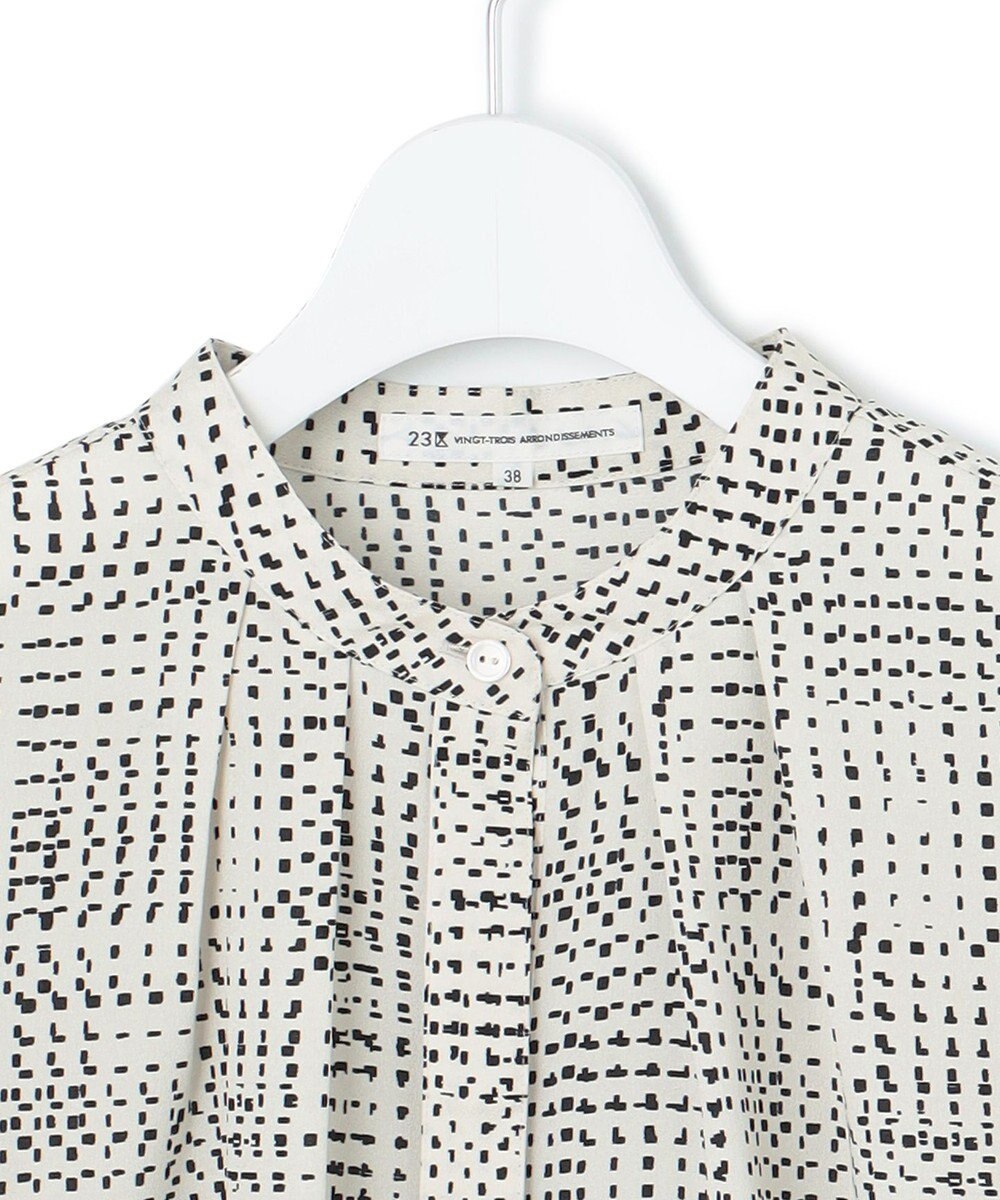 23区 L 【洗える】モノクロトーンプリント ブラウス 