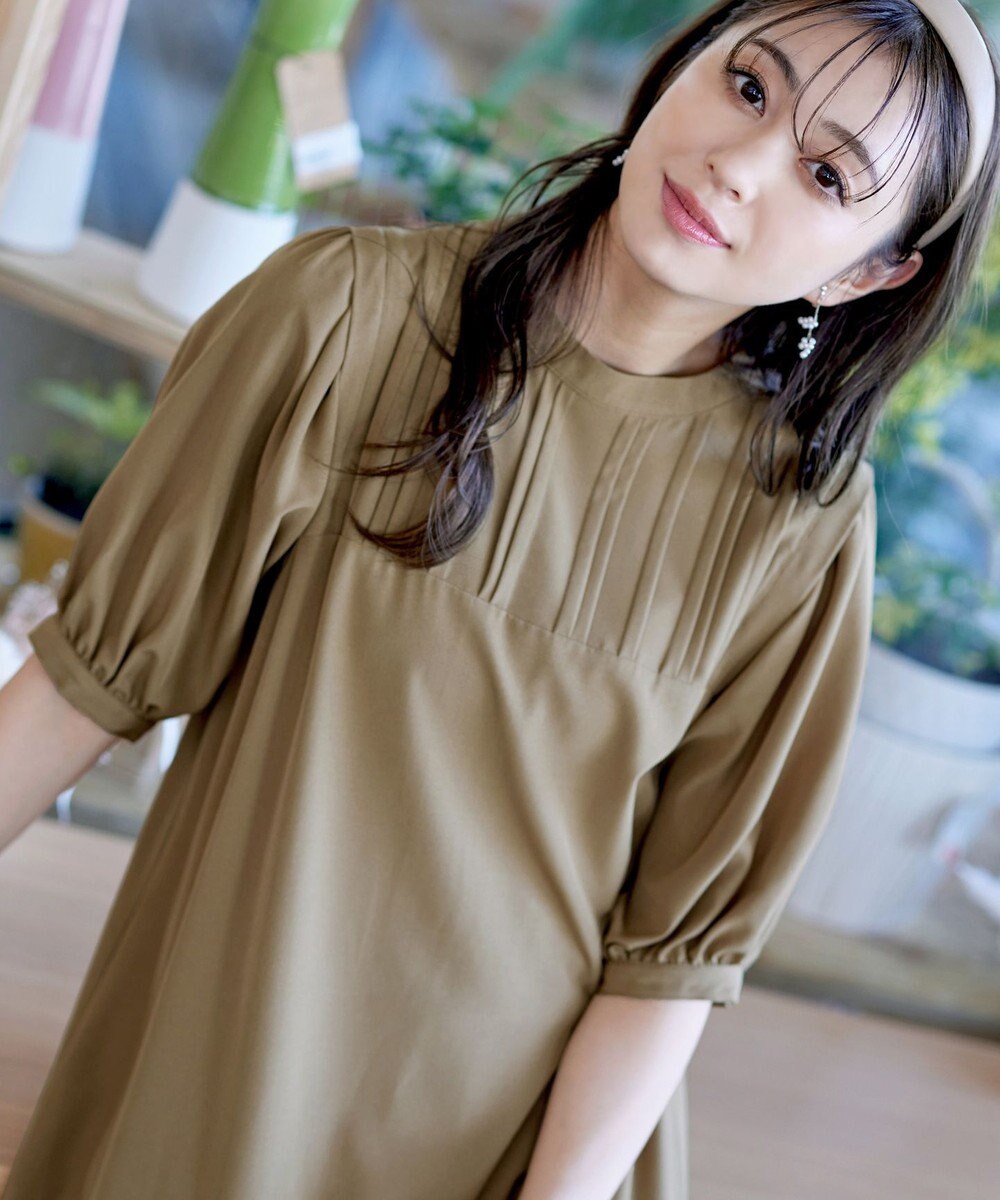 Tiaclasse 【洗える】ボリュームパフスリーブAラインワンピース 