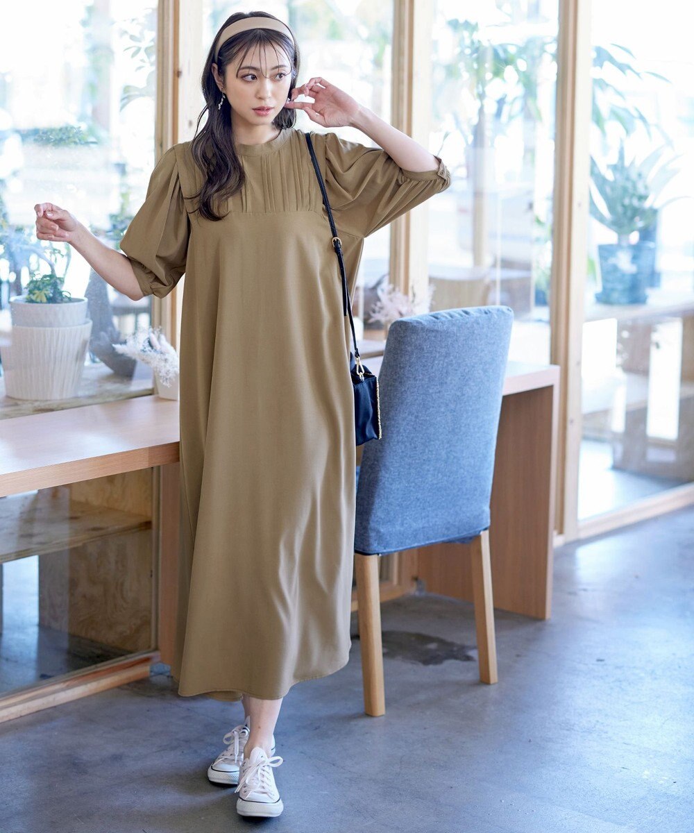 Tiaclasse 【洗える】ボリュームパフスリーブAラインワンピース 