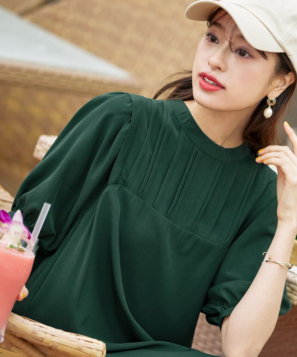 Tiaclasse 【洗える】ボリュームパフスリーブAラインワンピース 