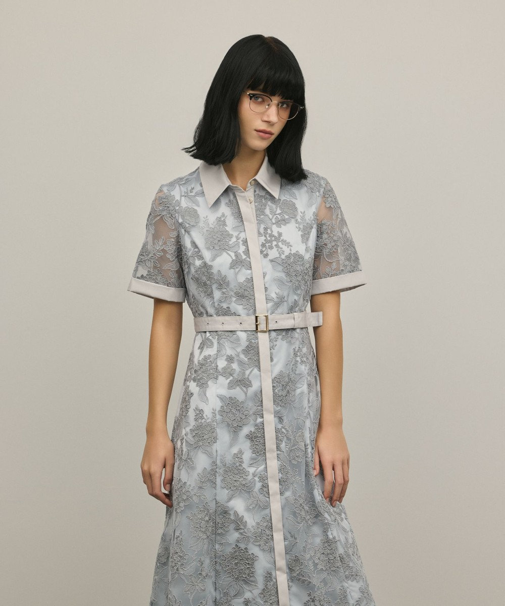 GRACE CONTINENTAL フラワーコード刺繍ワンピース 