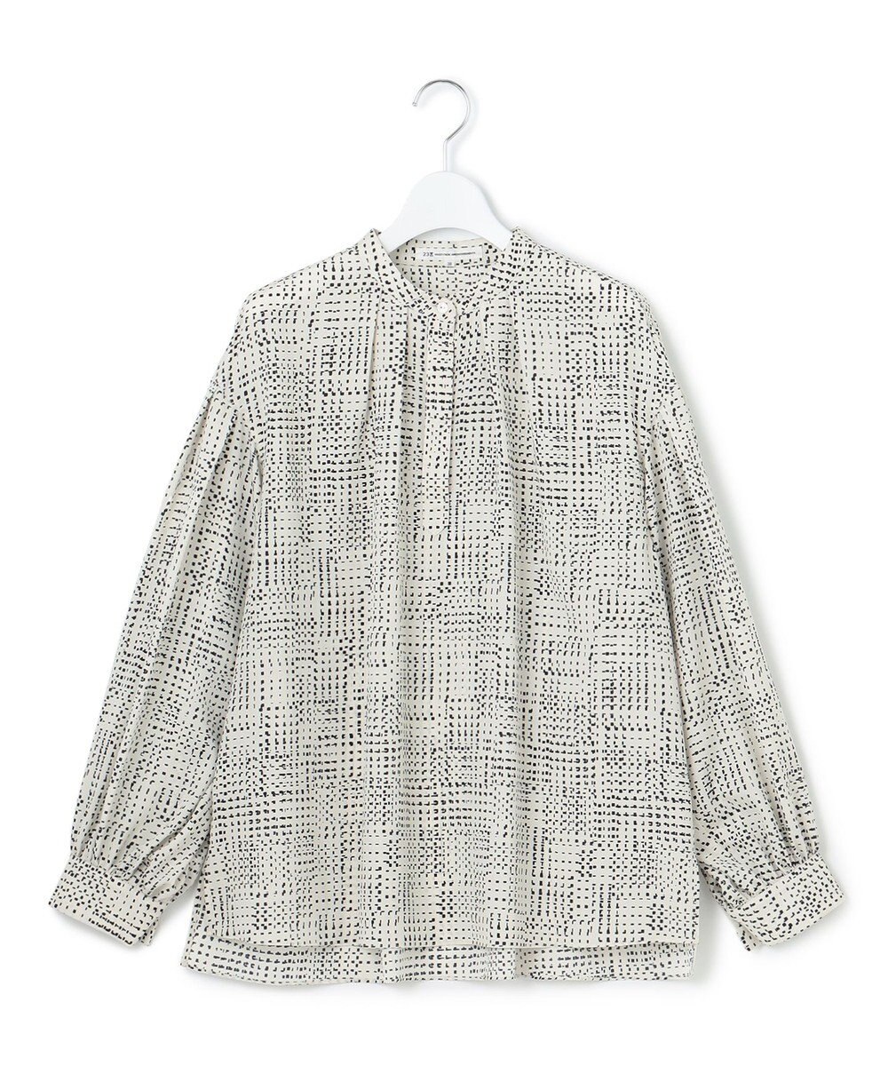 23区 L 【洗える】モノクロトーンプリント ブラウス 