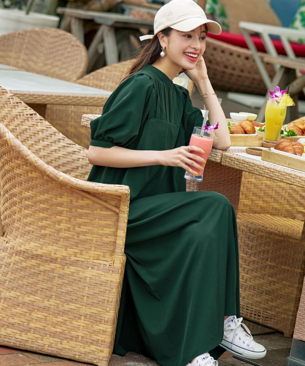 Tiaclasse 【洗える】ボリュームパフスリーブAラインワンピース 