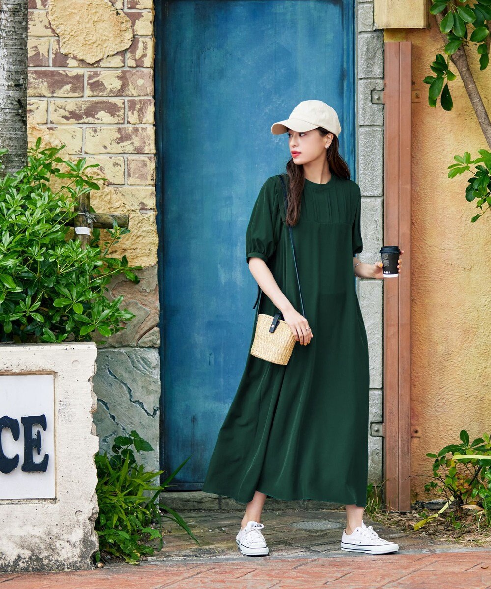 Tiaclasse 【洗える】ボリュームパフスリーブAラインワンピース 