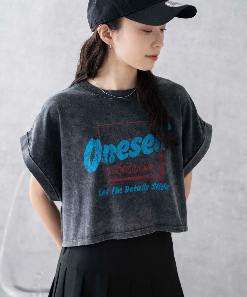 WEGO 【洗える】ヴィンテージウォッシュロールアップショートTシャツ 
