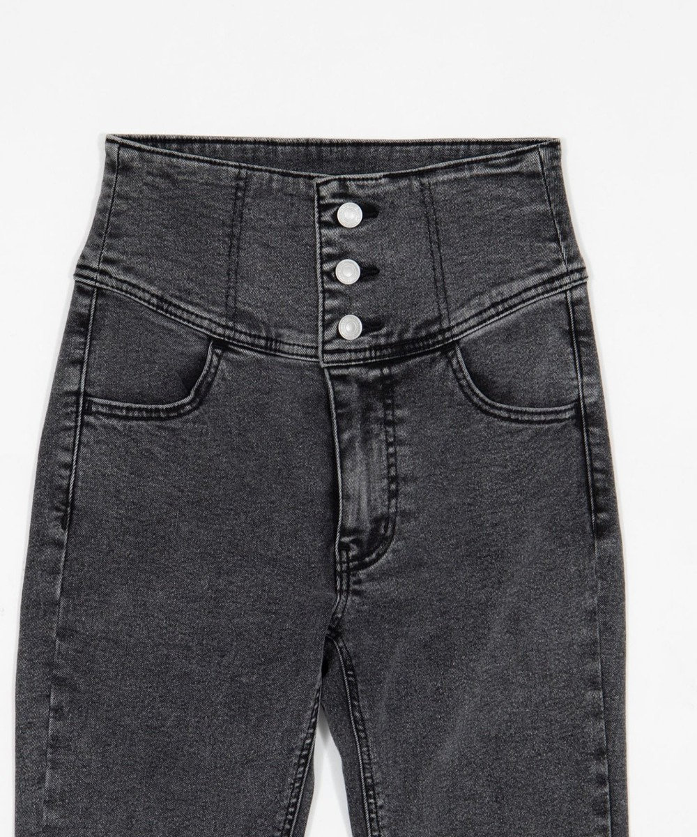 WEGO 【ストレッチ/美脚/脚長シルエット/XSSMサイズ展開】ハイウエストストレッチフレアデニムパンツ 