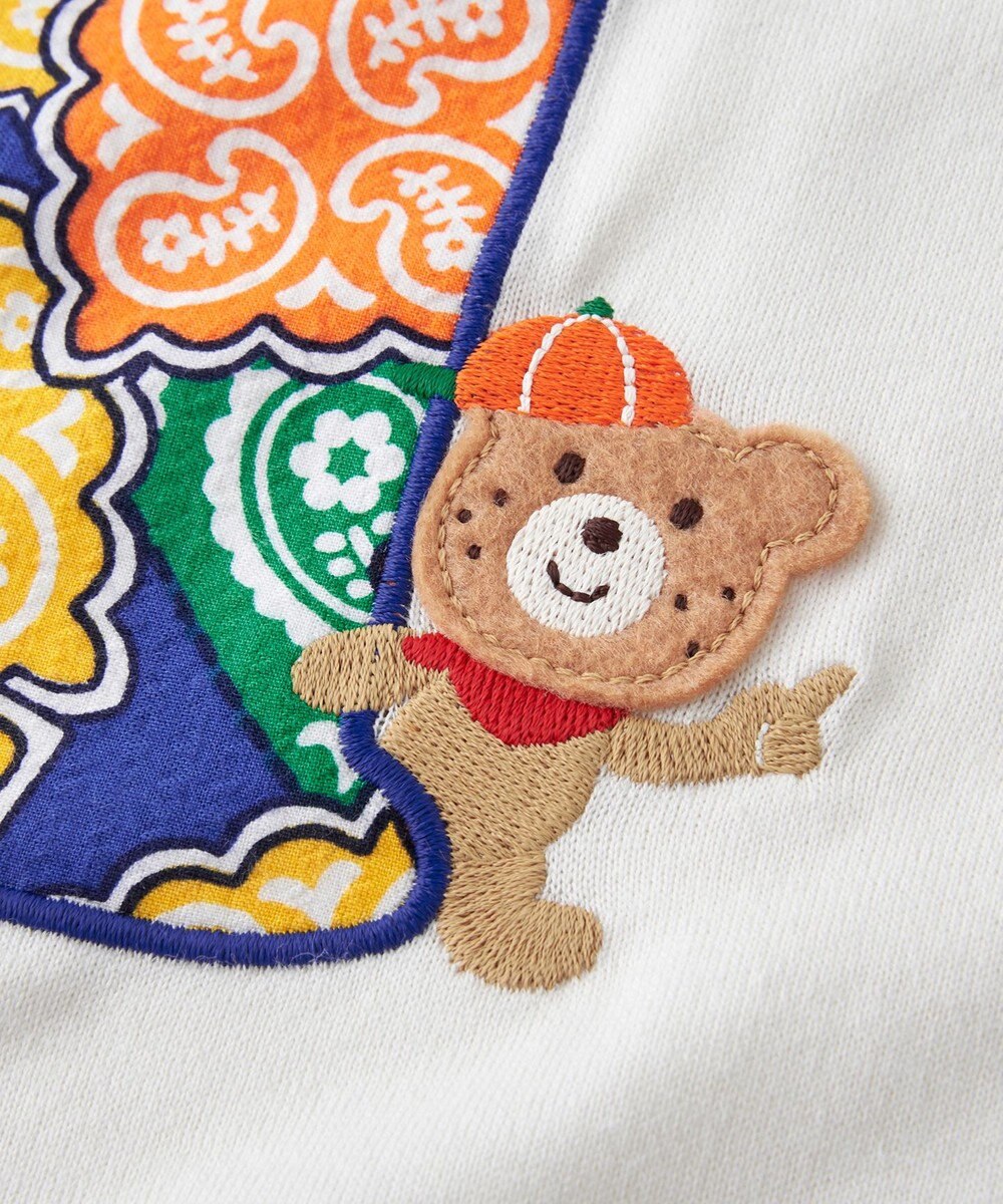 MIKI HOUSE HOT BISCUITS 【80-120cm】 バンダナ柄 ワッペン 半袖Tシャツ 