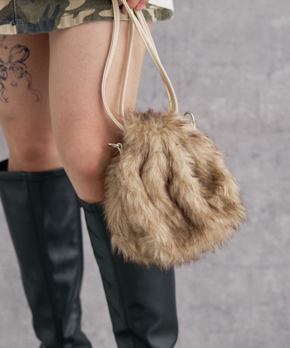 WEGO ファー巾着チェーンショルダー 
