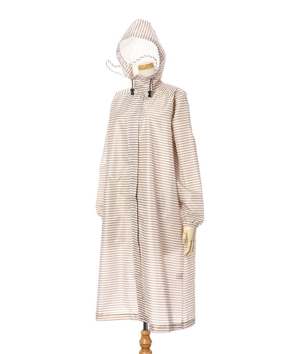 MOONBAT FLAT PURE サイクル レインコート ボーダー 自転車 収納袋付き 