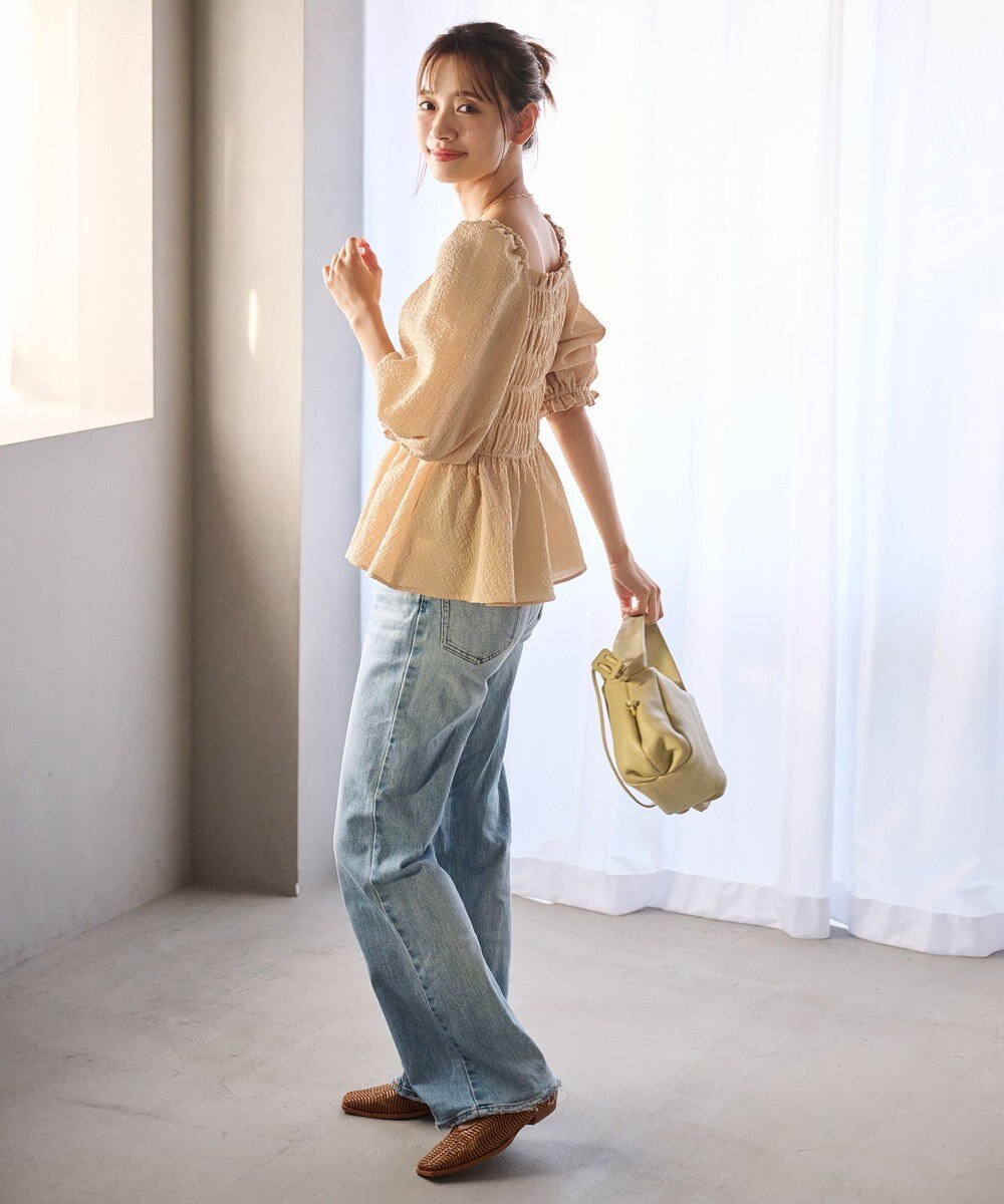 #Newans 2WAYシャーリングペプラムブラウス 