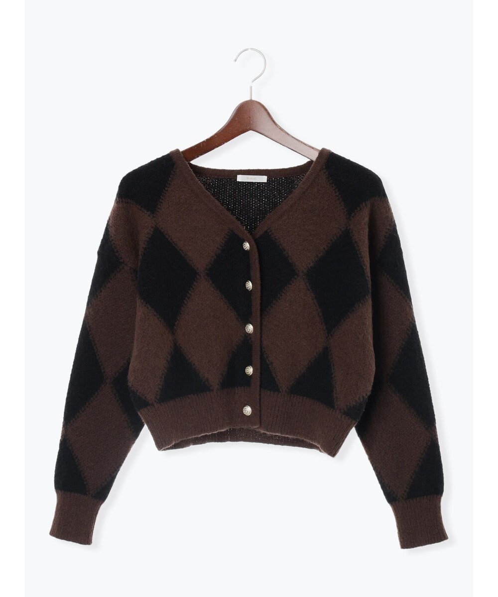 Te chichi アーガイルジャガードVネックカーディガン 