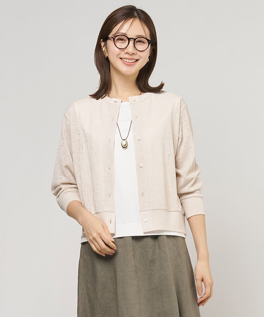 J.PRESS LADIES L 【冷房対策に】レーシー カーディガン 