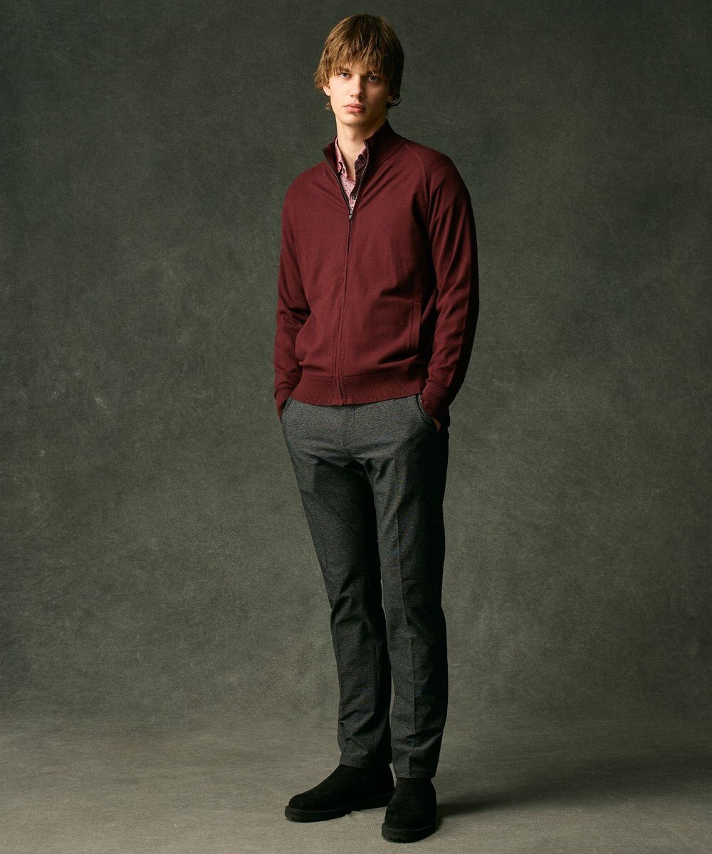 JOSEPH ABBOUD 【チクチクしない/イージーケア/3シーズン対応/サスティナブル】SNOWY  スタンドジップカーディガン 