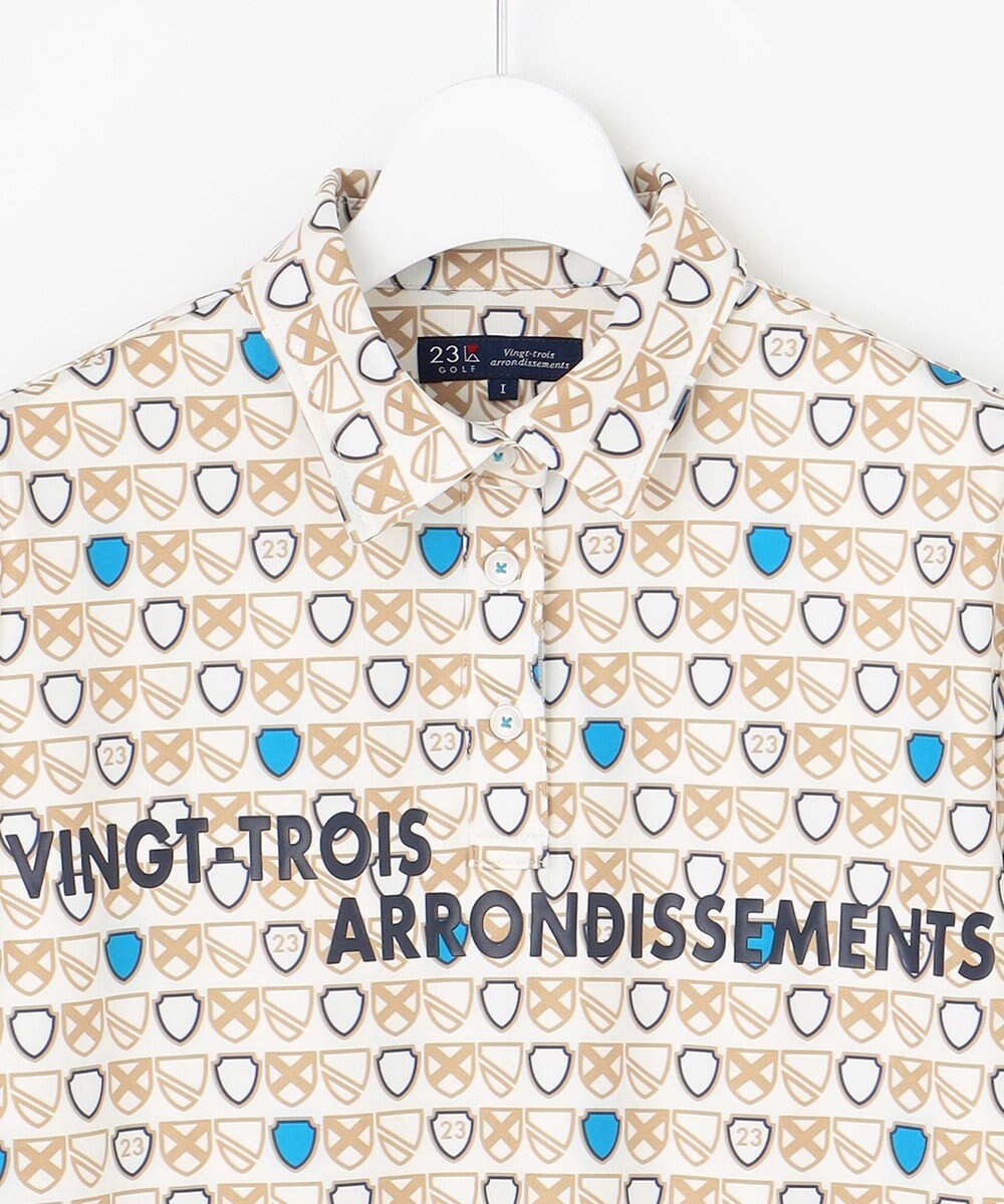 23区GOLF 【WOMEN】【UVカット】エンブレム柄ポロシャツ 