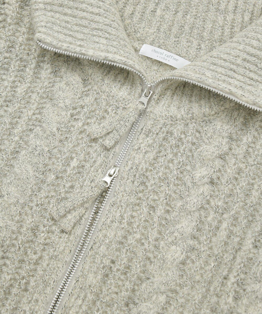 Green Parks 衿付きケーブルｚｉｐカーディガン 