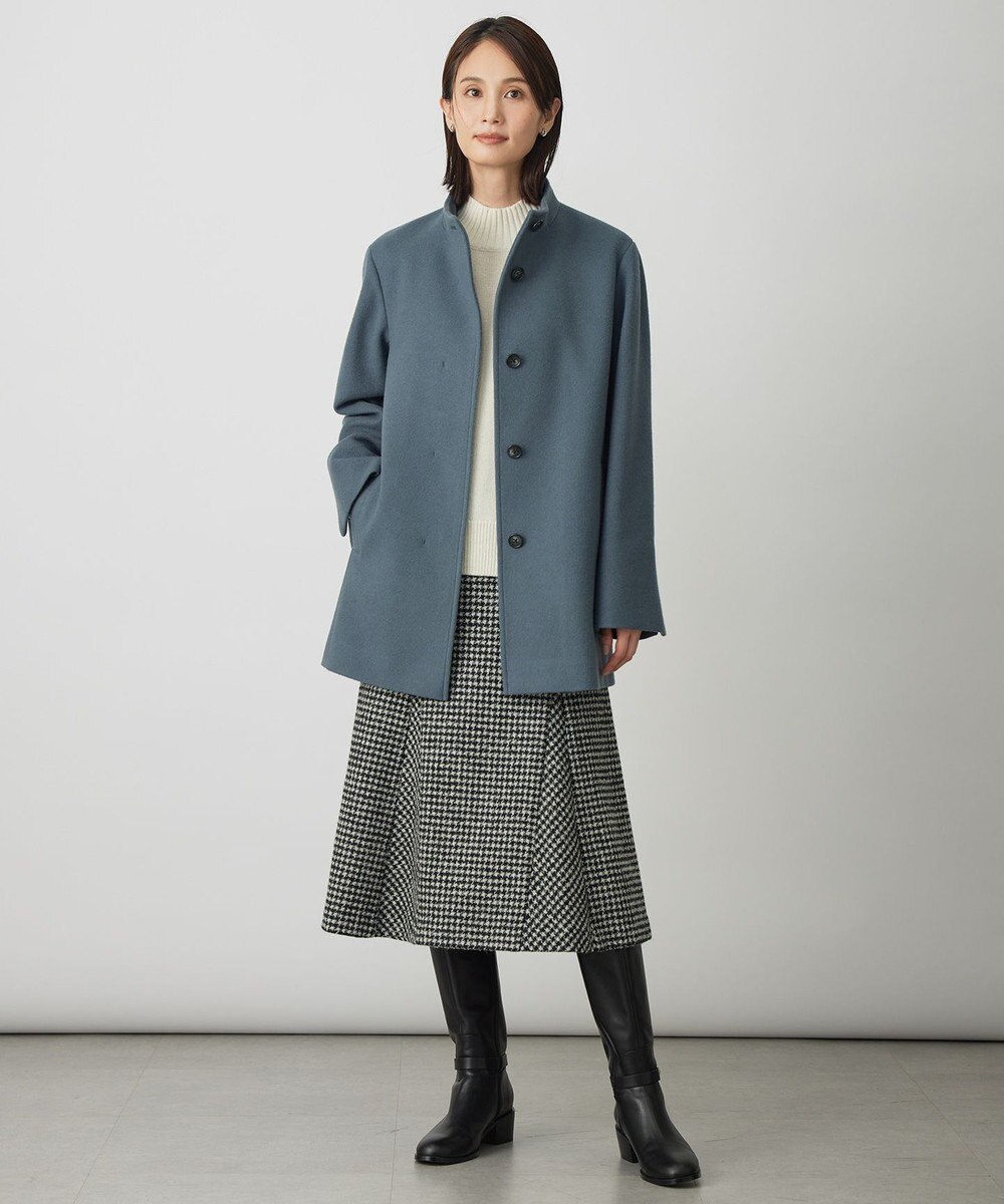 J.PRESS LADIES ショートビーバー ミディ丈 スタンドカラー コート 