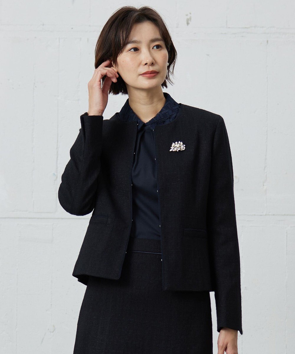 J.PRESS LADIES 【セットアップ対応】Light Tweed ノーカラー ジャケット 