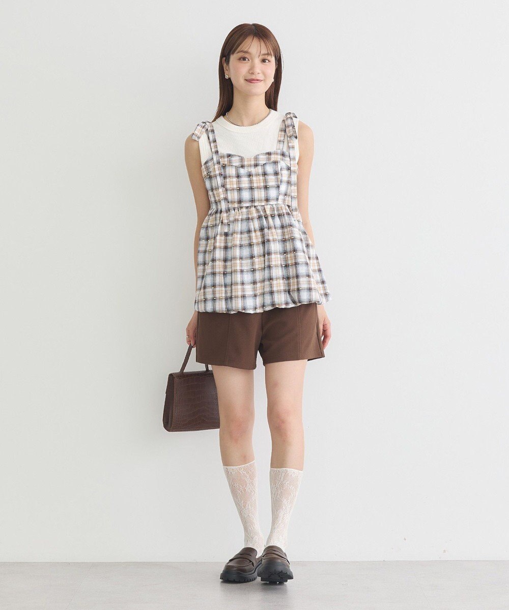 earth music&ecology ベルト付きタブデザインショートパンツ 