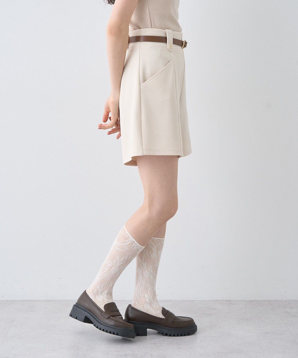 earth music&ecology ベルト付きタブデザインショートパンツ 