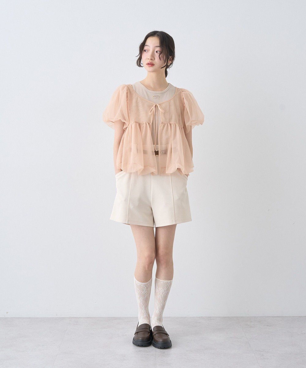 earth music&ecology ベルト付きタブデザインショートパンツ 