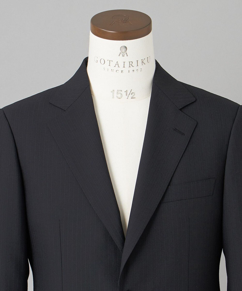 GOTAIRIKU 【オールシーズン対応】WOOL×POLYESTER ライトウェイト スーツ（ブラックストライプ） 