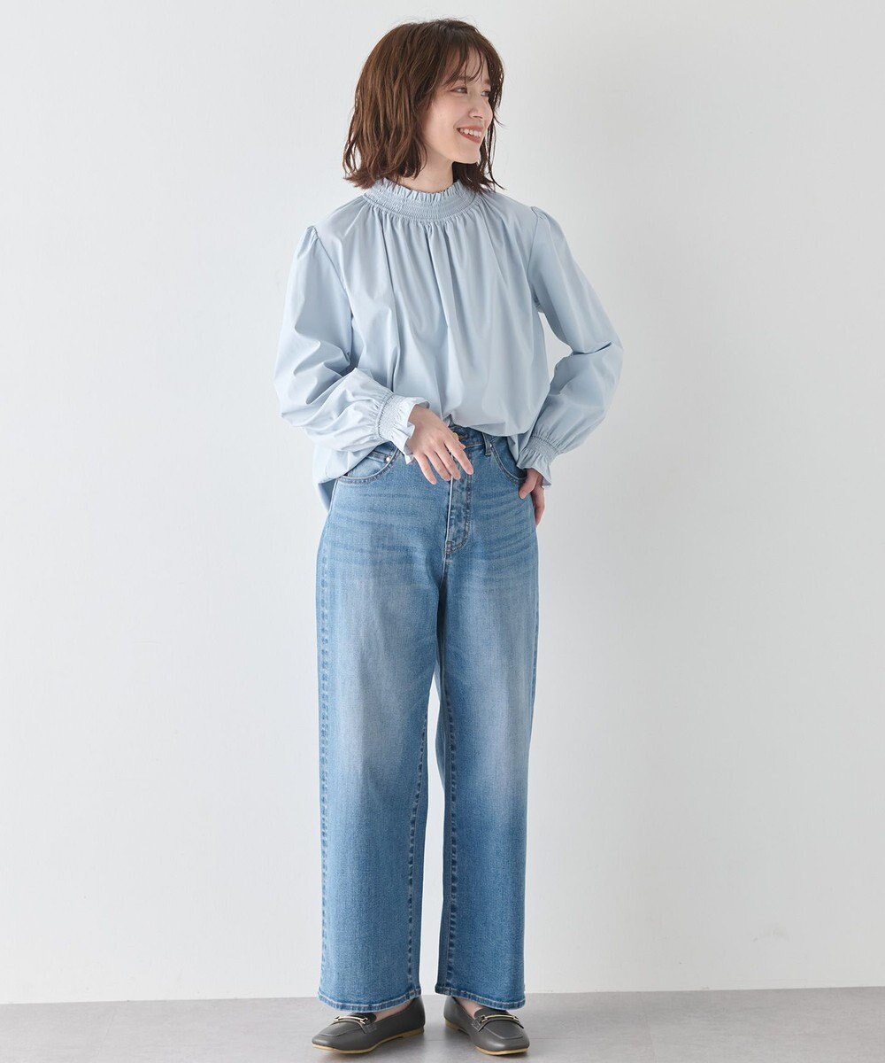 ANY L 【洗濯機可/ウエストゴム/ストレッチ】ワイドデニムパンツ 