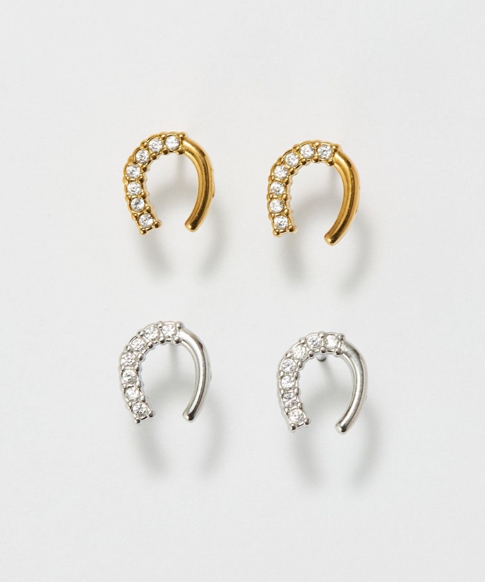 Phoebe 〈金属アレルギー対応〉グロッシーミニホースシューピアス　シルバー　ステンレス/馬蹄/蹄鉄/ラッキーモチーフ/ギフト/プレゼント 