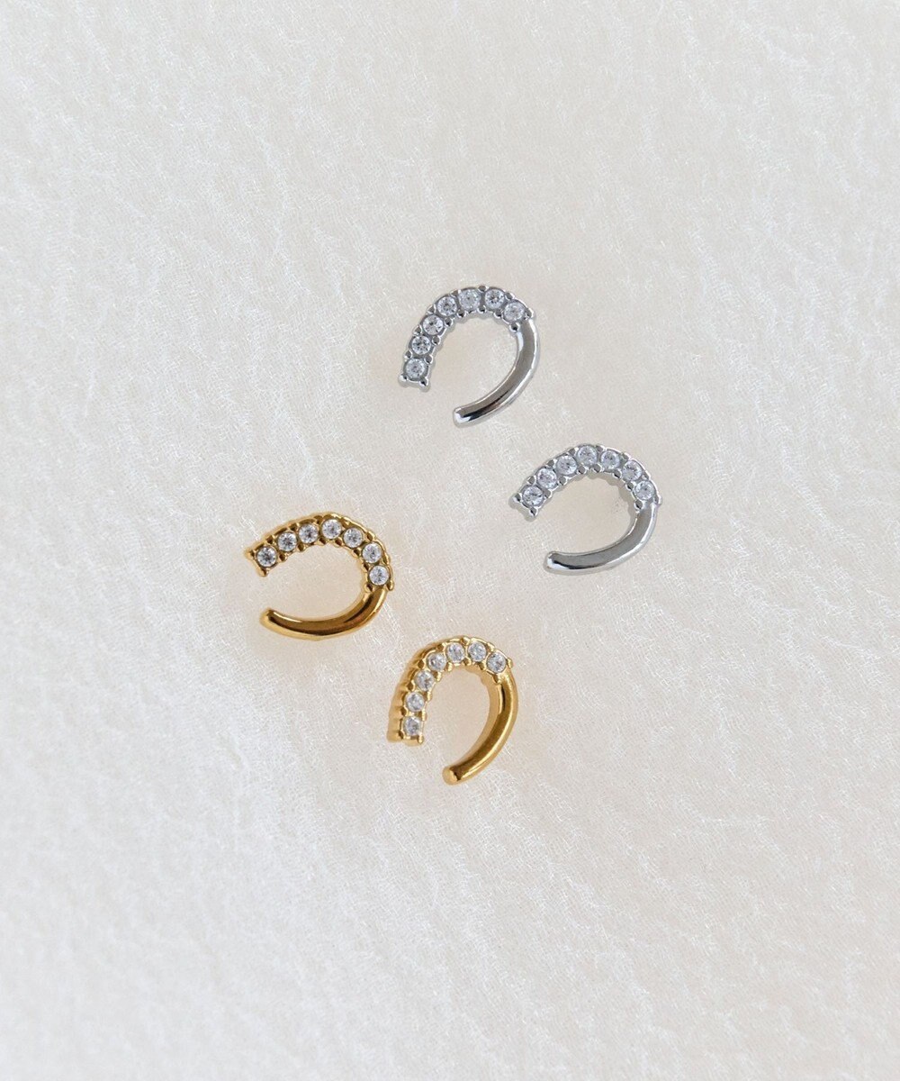 Phoebe 〈金属アレルギー対応〉グロッシーミニホースシューピアス　シルバー　ステンレス/馬蹄/蹄鉄/ラッキーモチーフ/ギフト/プレゼント 