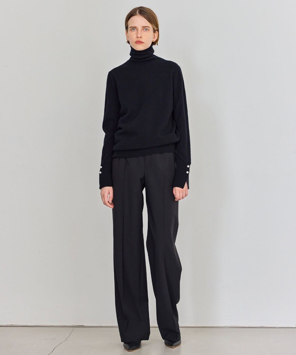 BEIGE， 【WEB限定・洗える】ALSACE / パール釦タートルネックウールニット 