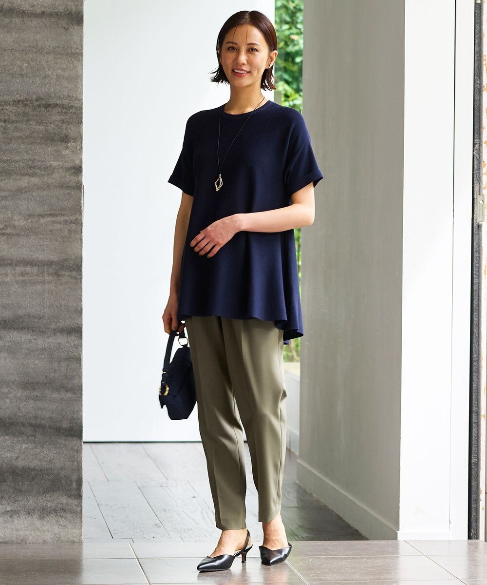 自由区 【WEB限定・洗える・XSサイズあり】ハイツイストコットンアセテートテントライン ニット 