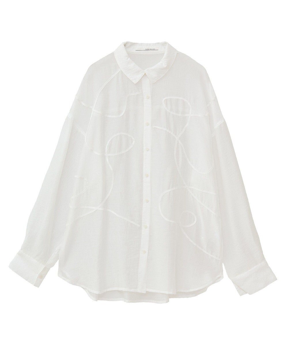 Green Parks ・ＥＬＥＮＣＡＲＥ　ＤＵＥ　テープ刺繍シアーシャツ 