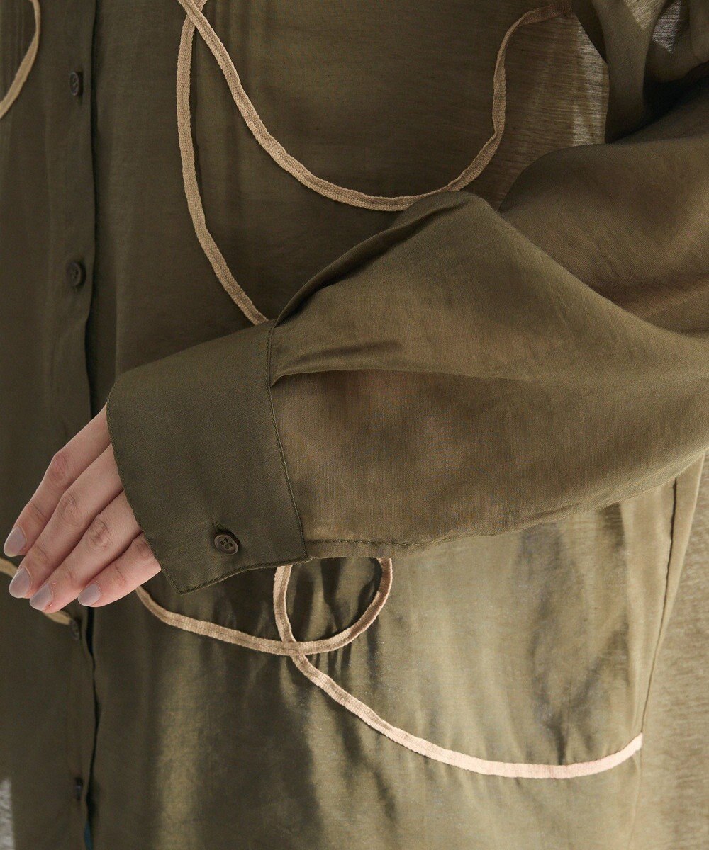 Green Parks ・ＥＬＥＮＣＡＲＥ　ＤＵＥ　テープ刺繍シアーシャツ 