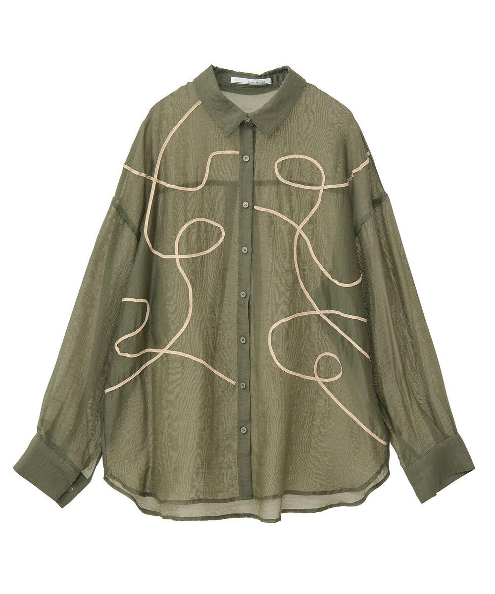 Green Parks ・ＥＬＥＮＣＡＲＥ　ＤＵＥ　テープ刺繍シアーシャツ 