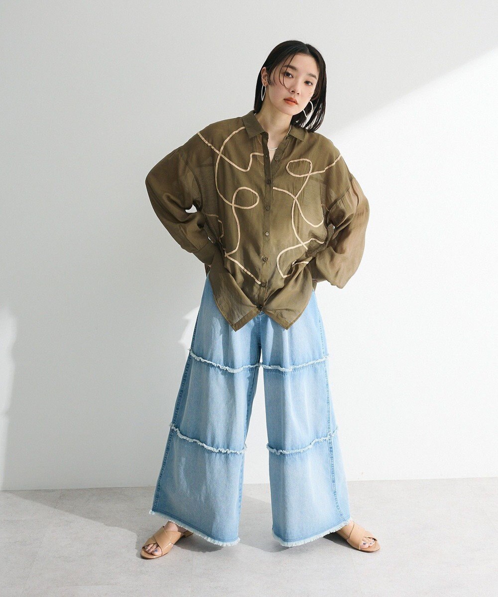 Green Parks ・ＥＬＥＮＣＡＲＥ　ＤＵＥ　テープ刺繍シアーシャツ 